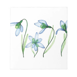 Blauer Frühling Blumen Notizblock