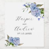 Blauer Frühling Hochzeit Weinetikett (Einzelnes Label)