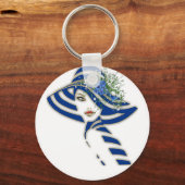 Blauer Frühling Hochzeitsgeschenke Schlüsselanhänger (Vorderseite)