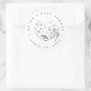 Blauer Frühling Ostern   Baby Shower Dankeschön Runder Aufkleber