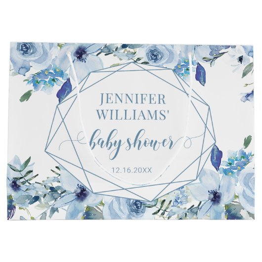 Blauer Frühling Sommer Babyduschgeschenke Große Geschenktüte (Rückseite)