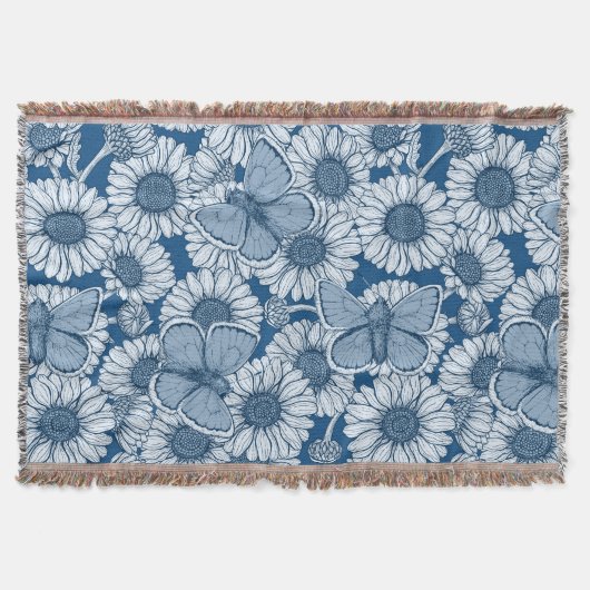 Blauer Frühling, wilde Blume, Gänseblümchen Decke (Vorderseite)