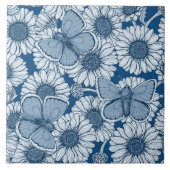 Blauer Frühling, wilde Blume, Gänseblümchen Fliese (Vorderseite)