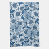 Blauer Frühling, wilde Blume, Gänseblümchen Geschirrtuch (Vertikal)