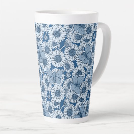 Blauer Frühling, wilde Blume, Gänseblümchen Milchtasse (Rechte Ecke)