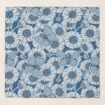 Blauer Frühling, wilde Blume, Gänseblümchen Schal<br><div class="desc">Handgezeichnete Daisy-Blume und gemeinsame blaue Schmetterlinge,  Vektor-nahtlose Muster</div>