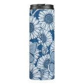 Blauer Frühling, wilde Blume, Gänseblümchen Thermosbecher (Rückseite)