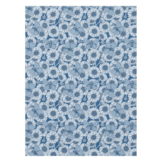 Blauer Frühling, wilde Blume, Gänseblümchen Tischdecke (Vorderseite)
