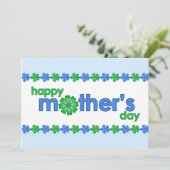 Blauer Frühlingsblumen am Muttertag Einladung (Stehend Vorderseite)