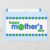 Blauer Frühlingsblumen am Muttertag Einladung (Vorne/Hinten)