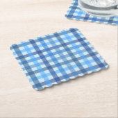 Blauer Fünf-Farben-Gingham-Muster-Papieruntersetze Untersetzer (angewinkelt)