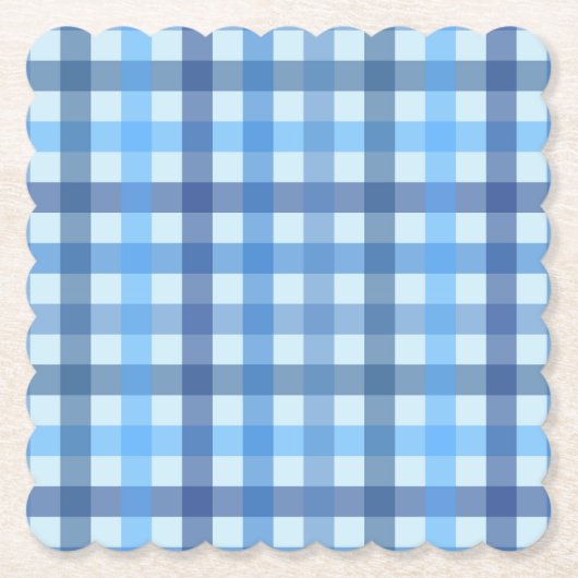 Blauer Fünf-Farben-Gingham-Muster-Papieruntersetze Untersetzer (Vorderseite)