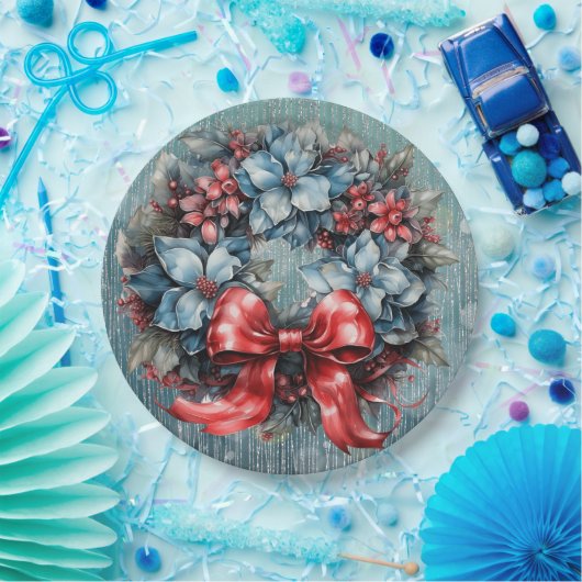 Blauer Funkelnd Kranz Pappteller (Party)