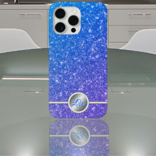 Blauer funkelnder Glitter-Monogramm-Handyhülle Case-Mate iPhone Hülle