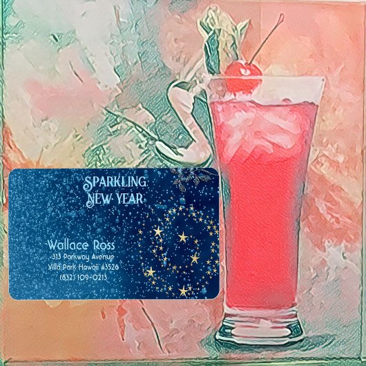 Blauer funkelnder Neujahrsfest Glitzer Sterne Blum Adressaufkleber