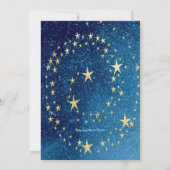 Blauer funkelnder Neujahrsfest Glitzer Sterne Blum Einladung (Rückseite)