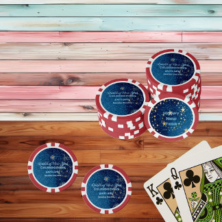 Blauer funkelnder Neujahrsfest Glitzer Sterne Blum Pokerchips