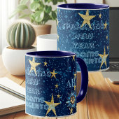 Blauer funkelnder Neujahrsfest Glitzer Sterne Blum Tasse