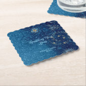 Blauer funkelnder Neujahrsfest Glitzer Sterne Blum Untersetzer (angewinkelt)