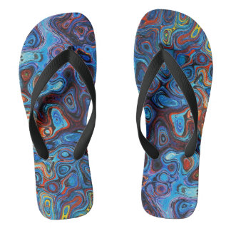 Blauer Funky Print Badesandalen