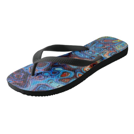 Blauer Funky Print Badesandalen (Schrägansicht)