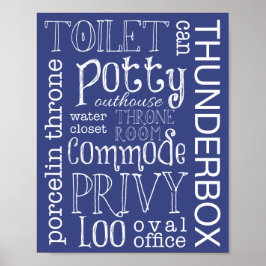 Blauer Funny Toilet Bad Sign Poster Printwerbung