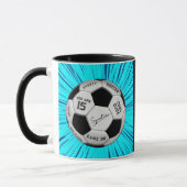 Blauer Fußball Custom Alter Name Geburtstag Tasse (Links)