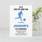 Blauer Fußball - Einladungen zum Geburtstag (Stehend Vorderseite)