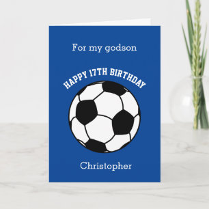 Blauer Fußball Frohen 17. Geburtstag Patenkind Karte
