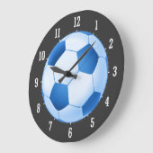 Blauer Fußball Große Wanduhr (Winkel)