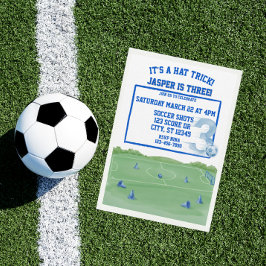 Blauer Fußball-Hattrick, 3. Geburtstag Einladung