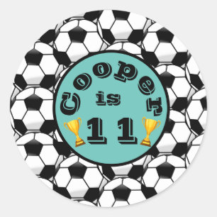 Blauer Fußballgeburtstag Runder Aufkleber