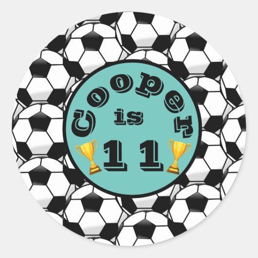 Blauer Fußballgeburtstag Runder Aufkleber (Vorderseite)