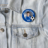 Blauer Fußballspieler-Foto-High-School-Geist Button (Beispiel)