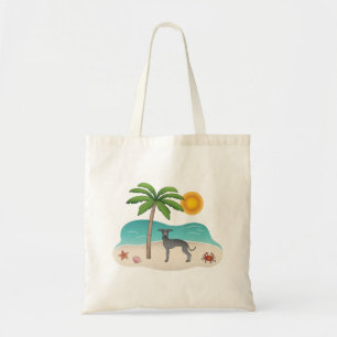 Blauer Gabelhund am Tropical Summer Beach Tragetasche