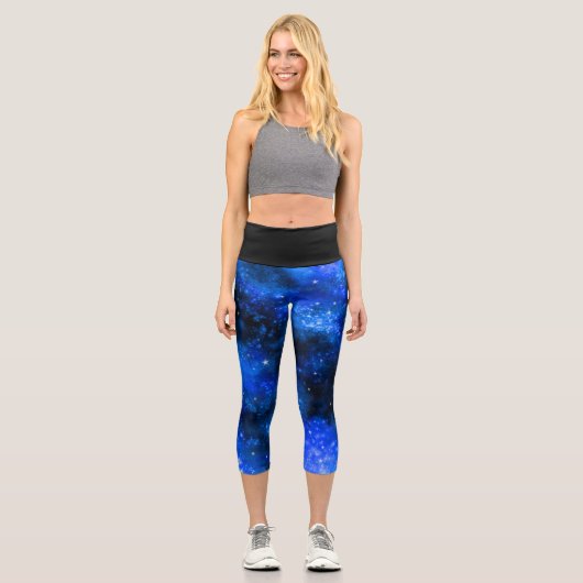 Blauer Galaxienebel Capri Leggings (Vorderseite)