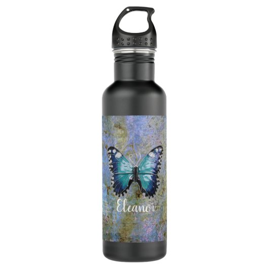 Blauer Galaxy Butterfly Personalisiert Edelstahlflasche (Vorderseite)