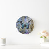 Blauer Galaxy Butterfly Runde Wanduhr (Zuhause)