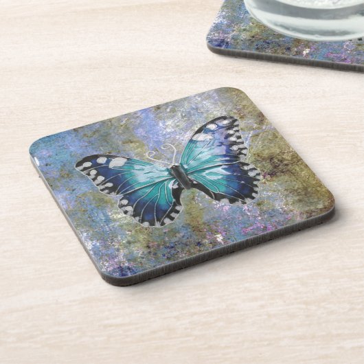 Blauer Galaxy Butterfly Untersetzer (Linke Seite)