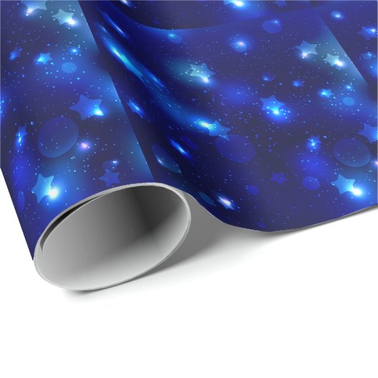 Blauer Galaxy Starry Night Geschenkpapier (Rolleneckpunkt)