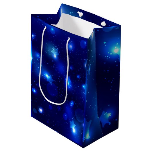 Blauer Galaxy Starry Night Mittlere Geschenktüte (Vorderseite Schrägansicht)