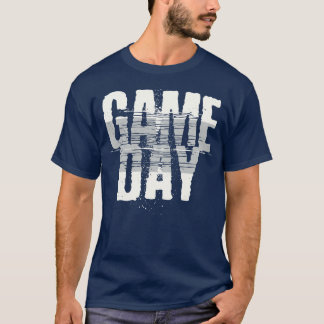 Blauer Gameday Grunge Vintage-Spieltag T-Shirt