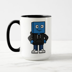 Blauer Gaming-Block-Charakter-Kaffeebecher, benutz Tasse