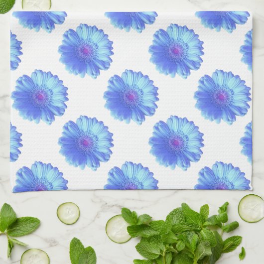 Blauer Gänseblümchen Geschirrtuch (Gefaltet)