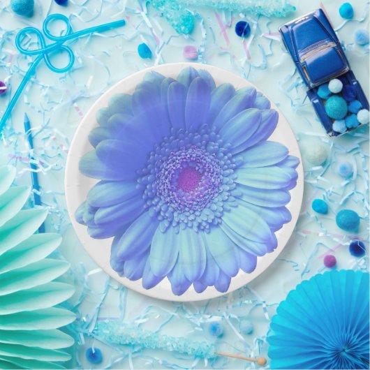 Blauer Gänseblümchen Pappteller (Party)