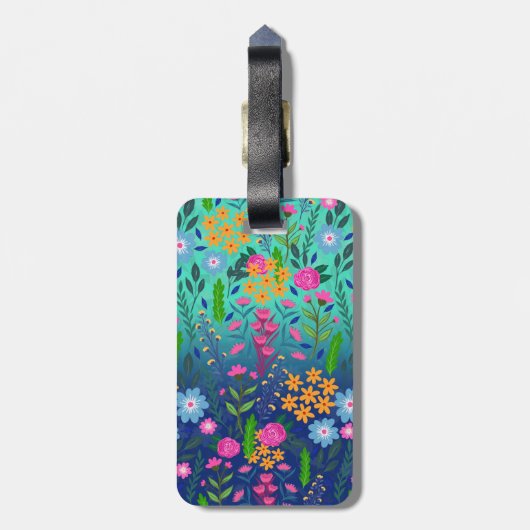 Blauer Garten Blume Hübsches Design Gepäckanhänger (Rückseite vertikal)