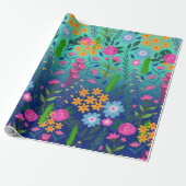 Blauer Garten Blume Hübsches Design Geschenkpapier (Ungerollt)
