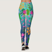 Blauer Garten Blume Hübsches Design Leggings (Rückseite)