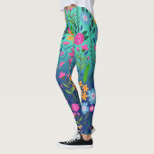 Blauer Garten Blume Hübsches Design Leggings (Links)
