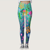 Blauer Garten Blume Hübsches Design Leggings (Vorderseite)